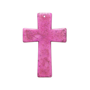 "Magnesite" / resin 1pkg1, top-drilled cross focal pink / brown 60x40mm