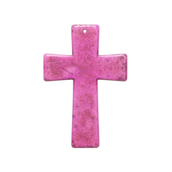 "Magnesite" / resin 1pkg1, top-drilled cross focal pink / brown 60x40mm image number 0