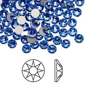 Flat back 1440pk sapphire foil back, Swarovski® 4.6-4.8mm rose round SS20 2088