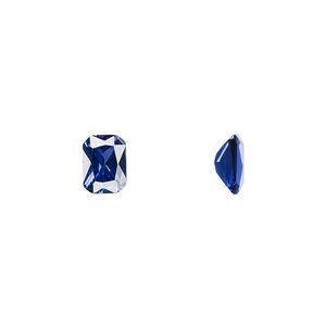 Gem, cubic zirconia, spinel blue, 8x6mm faceted emerald-cut, Mohs hardness 8-1/2. Sold per pkg of 2.
