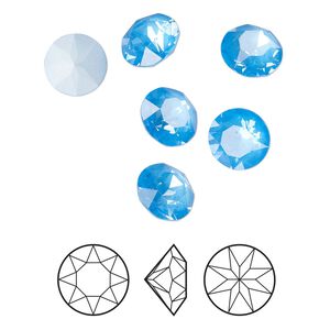 Chaton 6pk crystal electric blue ignite LacquerPRO, Crystal Passions® 8.16-8.41mm round SS39 1088