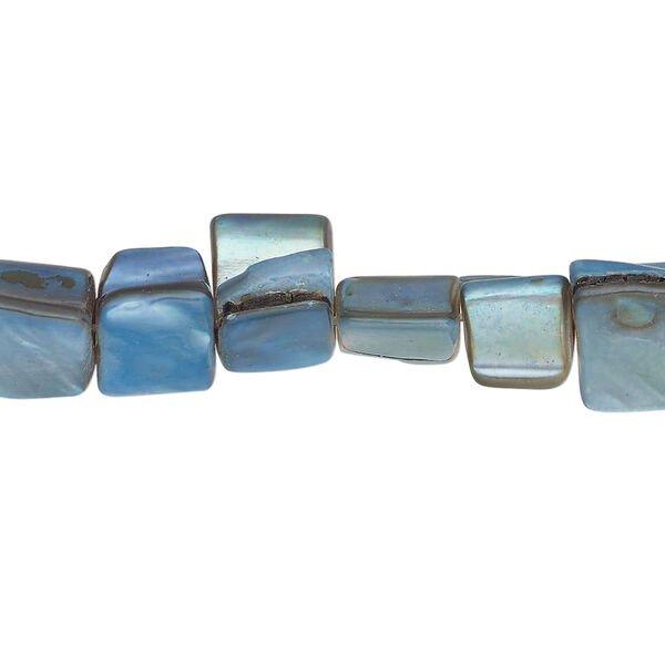 Mother-of-pearl shell 1pkg1, triangle tube bead 15 inch metallic blue 7x5mm-12x9mm image number 0