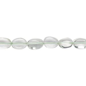 Green quartz 1pkg1, hand-cut puffed oval bead 7 inch 7x6mm-10x6mm