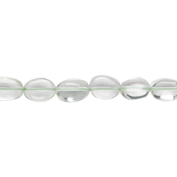 Green quartz 1pkg1, hand-cut puffed oval bead 7 inch 7x6mm-10x6mm image number 0