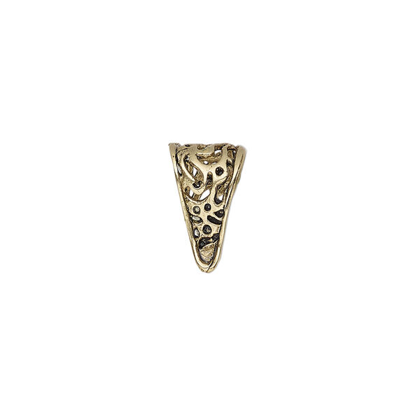 Bail, ice-pick, antiqued brass, 14x8mm fancy triangle, 9mm grip length. Sold individually. image number 0