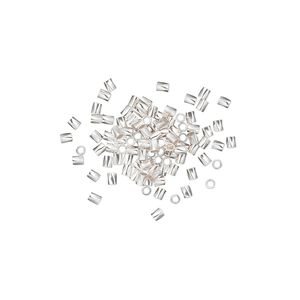 Bead, sterling silver, 1.5x1mm twisted tube. Sold per pkg of 50.