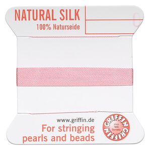 Thread, Griffin, silk, dark pink, size #0. Sold per 2-meter card (approximately 78 inches).