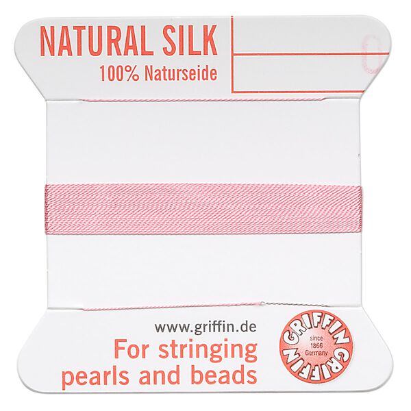 Thread, Griffin, silk, dark pink, size #0. Sold per 2-meter card (approximately 78 inches). image number 0