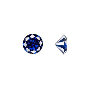 Gem, cubic zirconia, spinel blue, 10mm faceted round, Mohs hardness 8-1/2. Sold individually.
