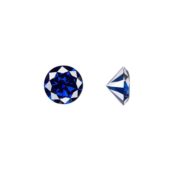 Gem, cubic zirconia, spinel blue, 10mm faceted round, Mohs hardness 8-1/2. Sold individually. image number 0