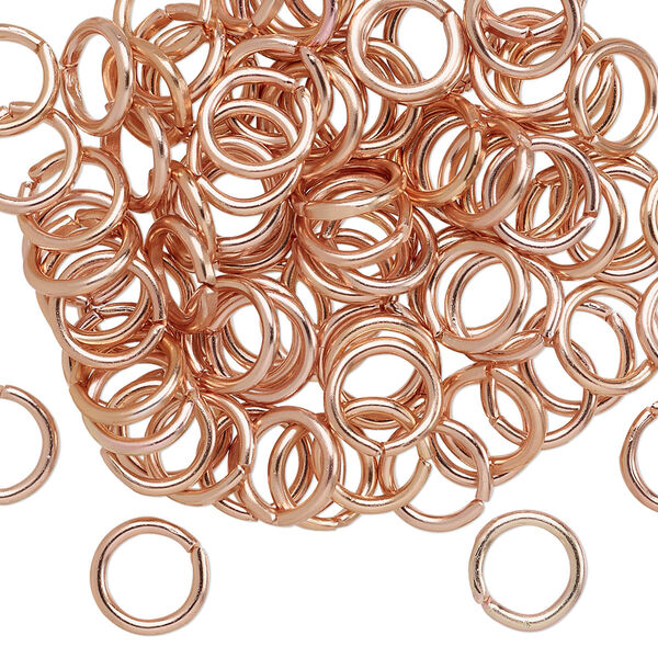 Jump ring, anodized aluminum, copper, 8mm round, 5.4mm inside diameter, 16 gauge. Sold per pkg of 100. image number 0