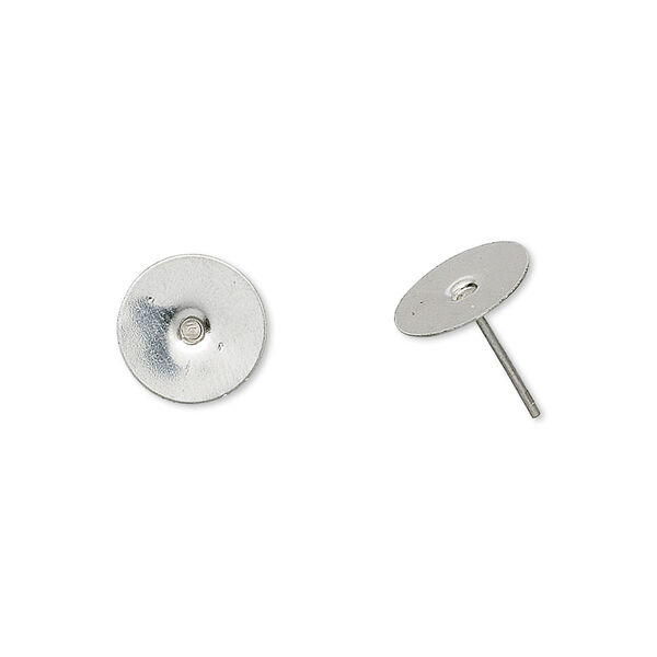 Earstud, stainless steel, 10mm flat pad. Sold per pkg of 50 pairs. image number 0