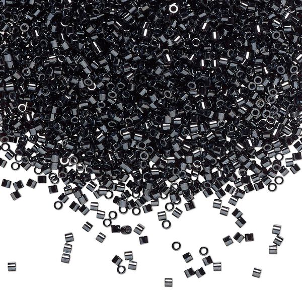 Seed bead, Delica®, glass, pkg/7.5g, #15 round, opaque metallic gunmetal (DBS-0001). image number 0
