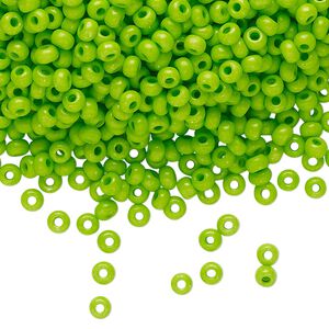 Seed bead, Preciosa Ornela Czech glass, pkg/500g, #8 rocaille, opaque terra intensive dyed lime green chalkwhite, (16A54).