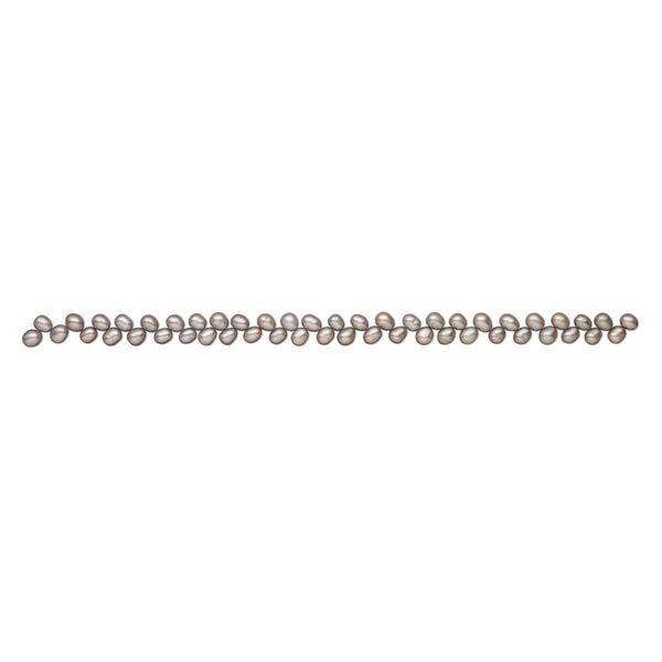 Freshwater pearl 1pkg1, herringbone-drilled rice, 14 inch soft silver 7x6mm-8x6mm cultured image number 1