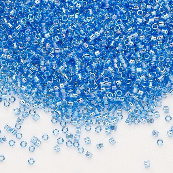 Seed bead, Delica®, glass, pkg/7.5g, #11 round, translucent rainbow light blue (DB-1250). image number 0