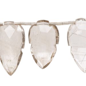 Golden rutilated quartz / red hair quartz 1pkg12, hand-cut top-drilled faceted leaf bead natural 23x13mm-29x16mm