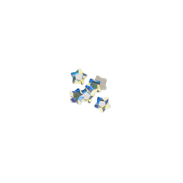 Flat back 6pk crystal AB foil back, Crystal Passions® 4mm star flower 3754 image number 0