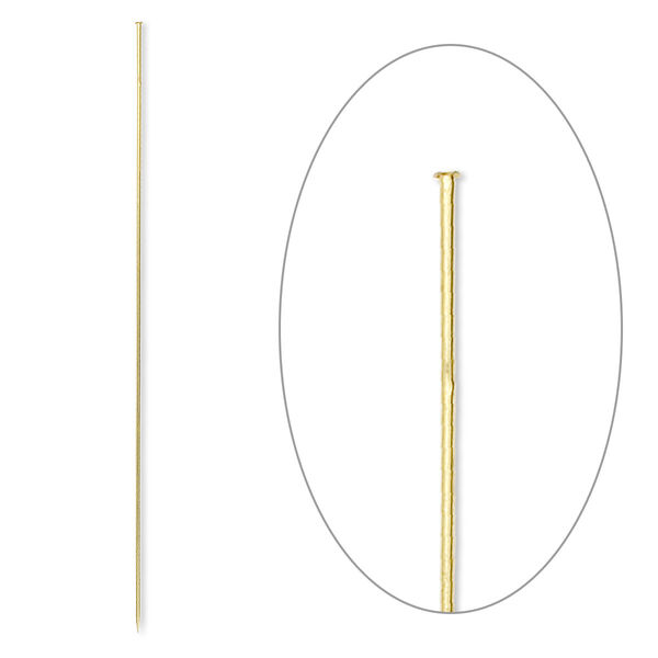 Stick pin, gold-finished brass, 5 inches, 18 gauge. Sold per pkg of 100. image number 0
