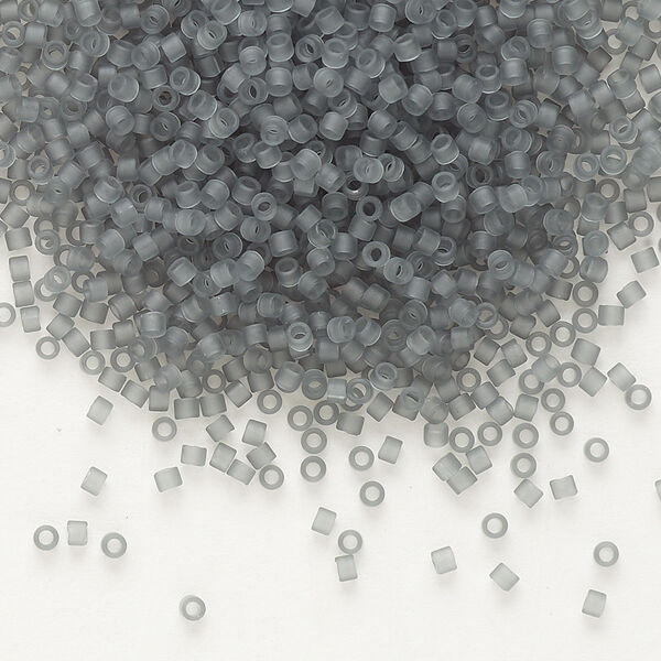 Seed bead, Delica®, glass, pkg/7.5g, #11 round, translucent matte grey (DB-0749). image number 0