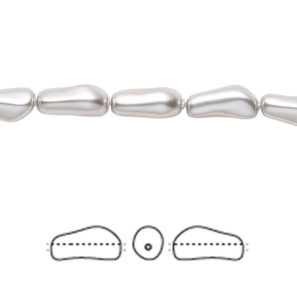 Pearl 10pk light grey, Crystal Passions® 10x4mm baroque elongated 5844 image number 0