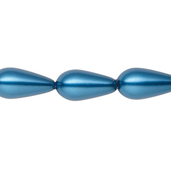 Pearl 1pk metallic blue, Celestial Crystal® 15x8mm teardrop 15.5-16 inch image number 0