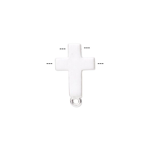 Drop, sterling silver, 15x11mm double-drilled matte cross with loop. Sold individually. image number 0