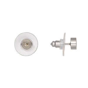 Earstud 1pkg4 Almost Instant Jewelry® 6mm / SS19 chaton glue-in setting / comfort clutch, stainless steel / acrylic clear 2 pair