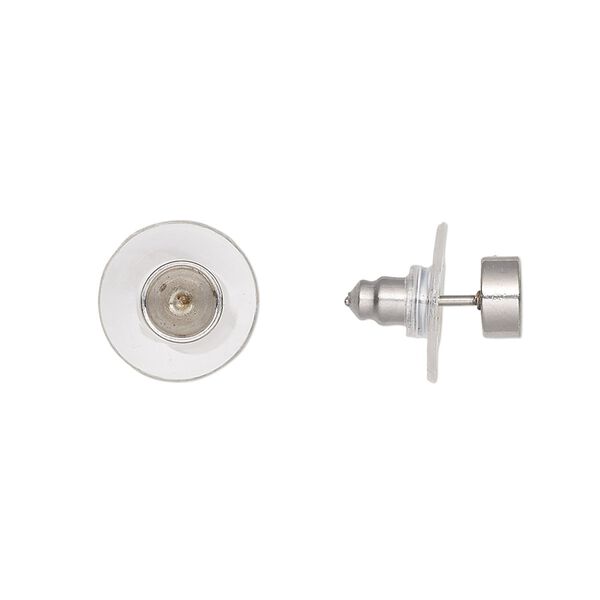 Earstud 1pkg4 Almost Instant Jewelry® 6mm / SS19 chaton glue-in setting / comfort clutch, stainless steel / acrylic clear 2 pair image number 0
