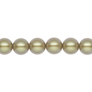 Pearl 100pk pearlescent khaki, Preciosa Czech crystal 8mm round