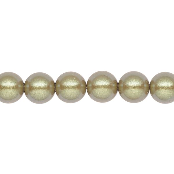 Pearl 100pk pearlescent khaki, Preciosa Czech crystal 8mm round image number 0