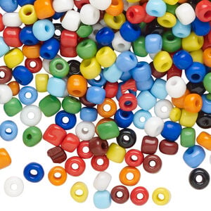 Seed bead mix, glass, pkg/50g, #6 round, opaque mixed colors.