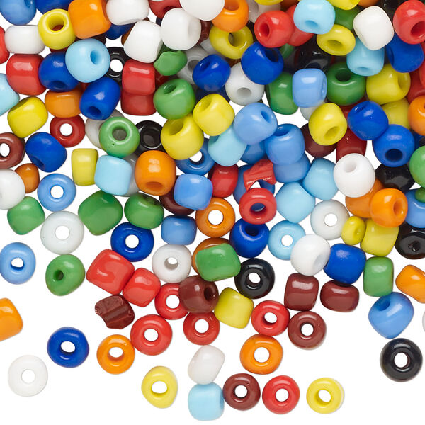 Seed bead mix, glass, pkg/50g, #6 round, opaque mixed colors. image number 0
