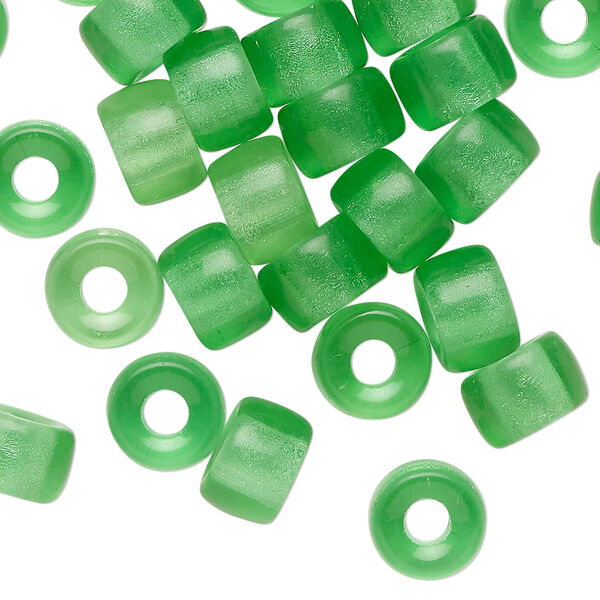 Bead, Czech pressed glass, translucent green, 9mm crow. Sold per pkg of 30. image number 0