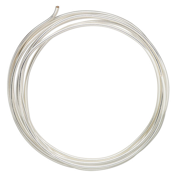 Wire, ParaWire™, silver-plated copper, round, 12 gauge. Sold per 5-foot section. image number 0