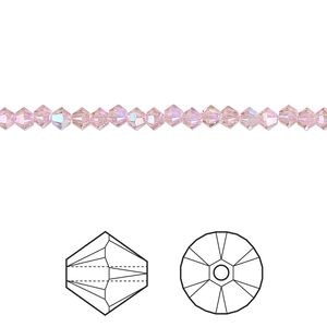 Bead 1440pk light rose shimmer 2X, Swarovski® 3mm XILION bicone 5328