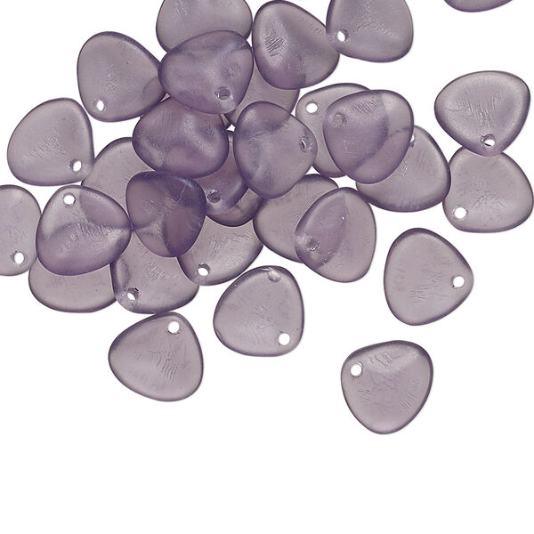 Drop, Preciosa, Czech pressed glass, frosted translucent purple, 8x7mm triangular teardrop. Sold per pkg of 30. image number 0