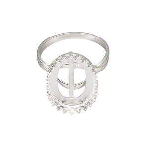 Ring, sterling silver, 19.5x14.5mm oval with 18x13mm oval cabochon bezel setting, size 9. Sold individually.
