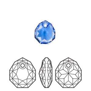 Drop 48pk sapphire, Swarovski® 11.5x10mm pendant majestic 6436
