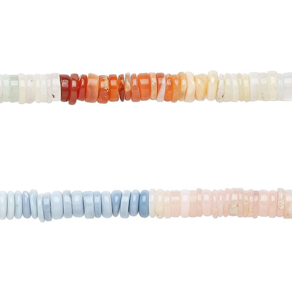 Bead, multi-opal (natural), 3x1mm-4x1mm hand-cut rondelle, B grade, Mohs hardness 5 to 6-1/2. Sold per 8-inch strand, approximately 100-150 beads. image number 0