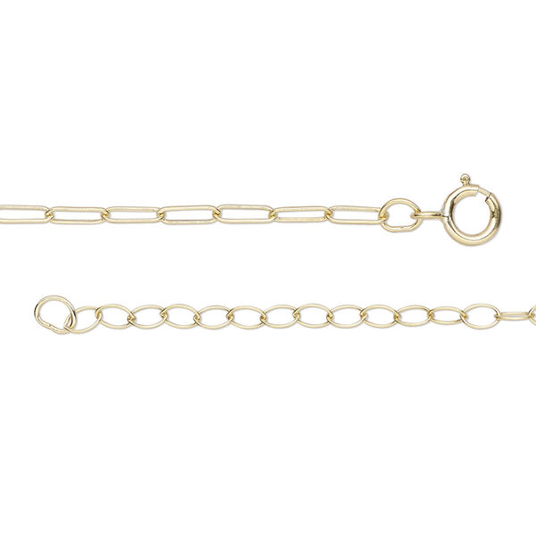 Chain, 14Kt gold-filled, 1.8mm elongated cable, 18 inches with 2-inch extender chain and springring clasp. Sold individually. image number 0