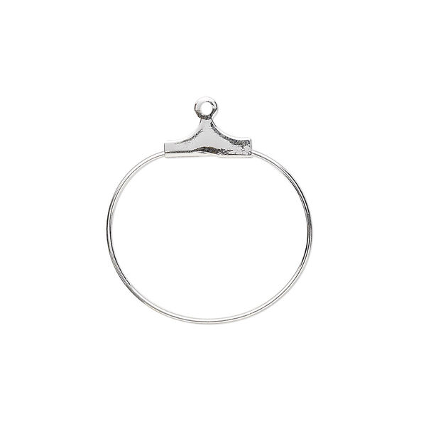 Beading hoop, silver-plated brass, 20mm round. Sold per pkg of 10. image number 0