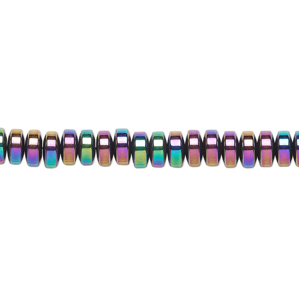 Bead, Hemalyke™ (man-made), rainbow, 5.5x3mm rondelle. Sold per 15-1/2" to 16" strand. image number 0