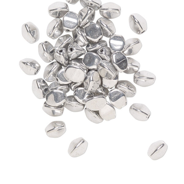 Bead, Preciosa, Czech pressed glass, opaque silver, 5x4mm buckwheat. Sold per pkg of 50. image number 0