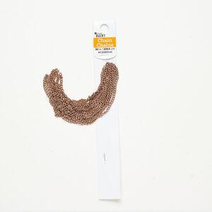 Chain 1pkg1 rose gold-plated curb, 3.4mm, steel 90 inch unfinished