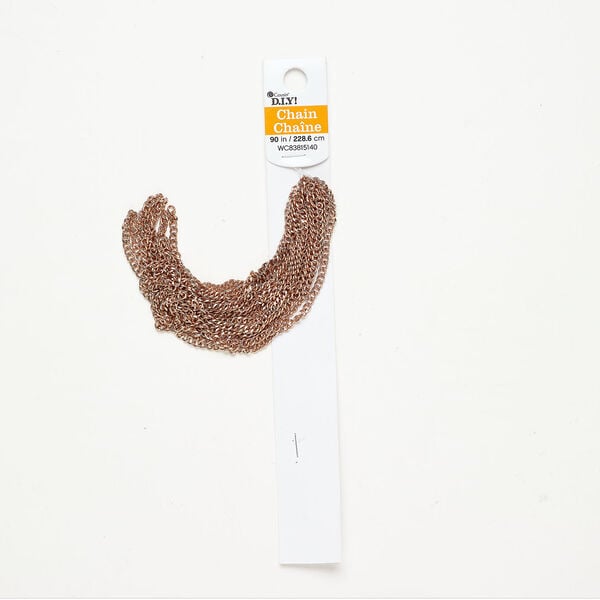 Chain 1pkg1 rose gold-plated curb, 3.4mm, steel 90 inch unfinished image number 0