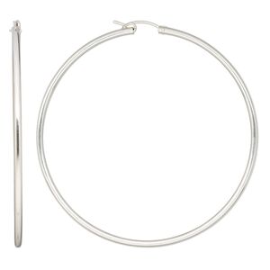 Earring, Create Compliments®, sterling silver, 65mm flexible round hoop with latch-back closure. Sold per pair.