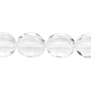 Quartz crystal 1pkg10, hand-cut faceted oval bead natural 14x12mm