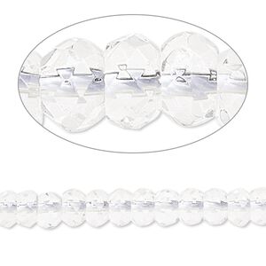 Quartz crystal 1pkg1, faceted rondelle bead natural 8 inch 6x4mm