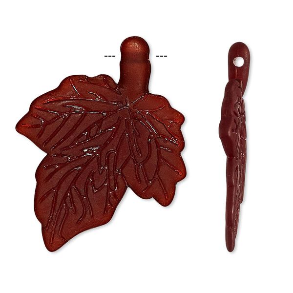 Focal, acrylic, frosted dark brown, 33x26mm side-drilled leaf. Sold per pkg of 50. image number 0